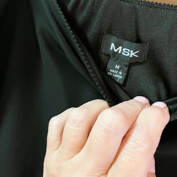 SHEER LAYERED MSK stretch waist MIDI black elegant all occasion skirt Size M - Picture 8 of 8